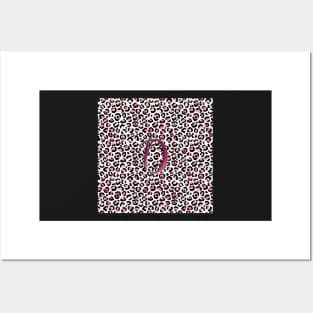 Letter D Monogram & Pink Leopard Print Posters and Art